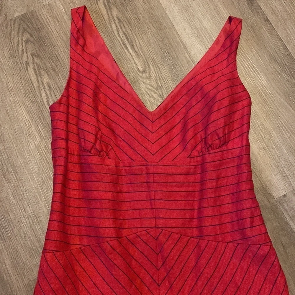 Ralph Lauren Black Label Exclusive Linen Nautical Red & Navy Stripe Midi dress 4 - Picture 12 of 14
